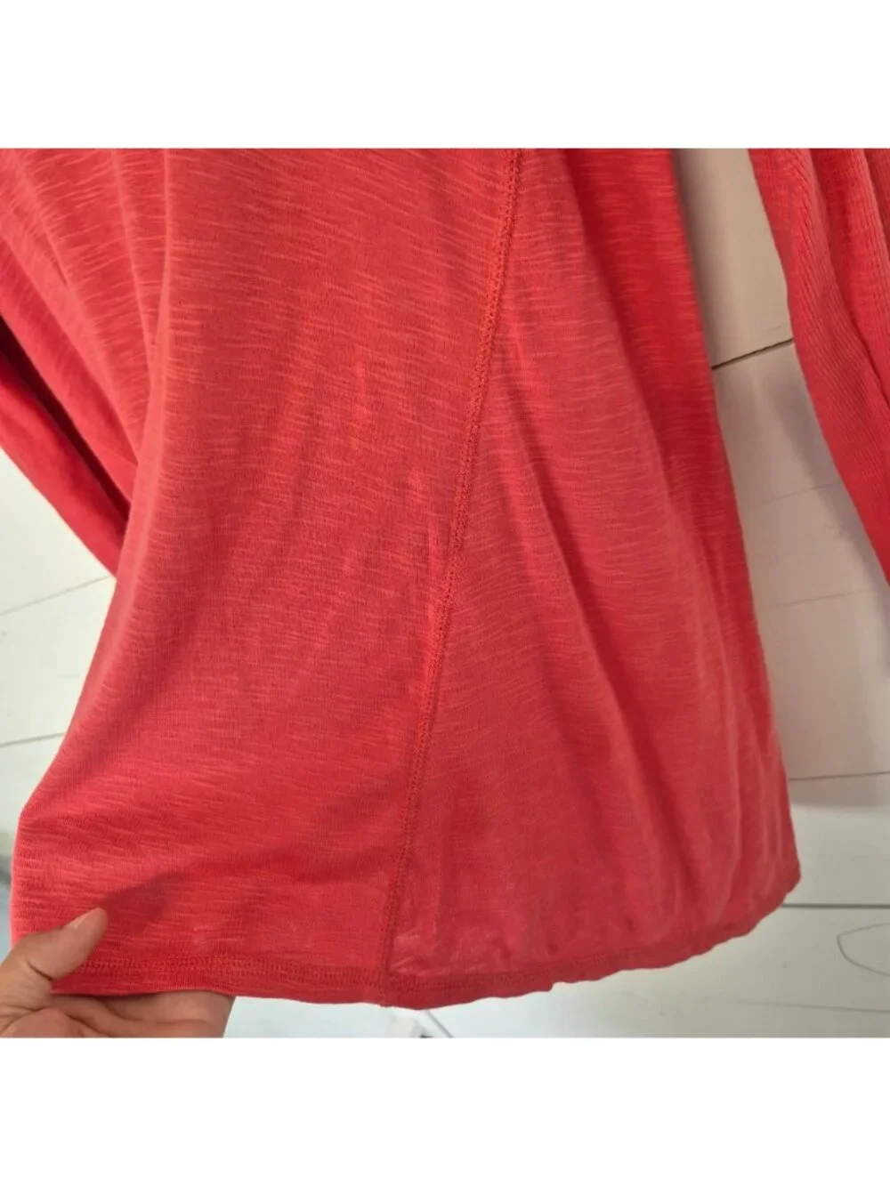 J. Jill Pima Scoop-Neck Elliptical Tunic Long Sleeve Coral Medium - Picture 6 of 6